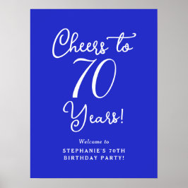 Poster Royal Blue Cheers to 70 Anos Aniversário Bem-vindo