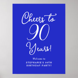 Poster Royal Blue Cheers to 90 Anos Aniversário Bem-vindo