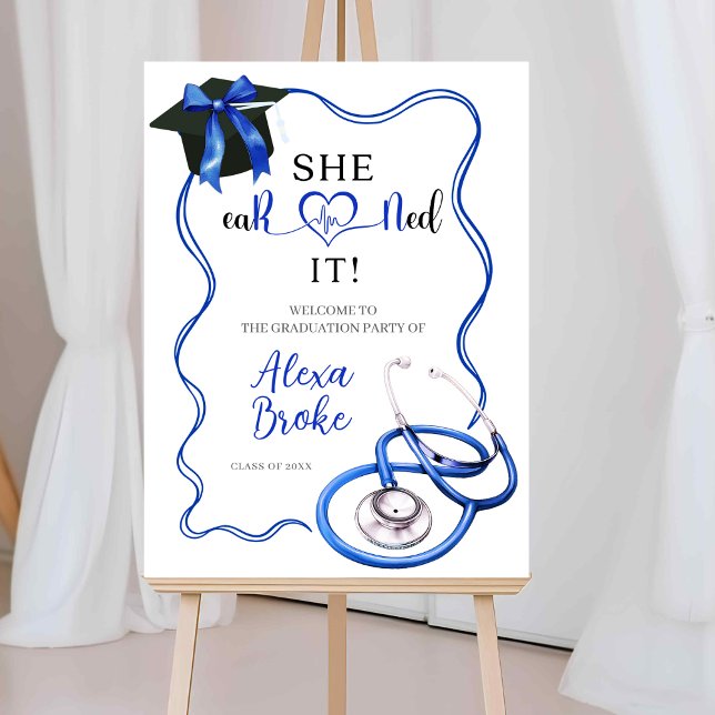 Poster Royal Blue Coquette Nurse Graduation Welcome Sign (Criador carregado)