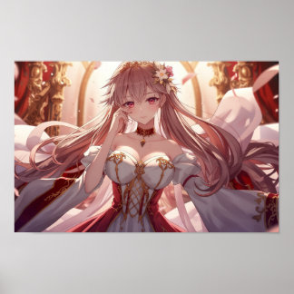 Poster Royal Fantasy Anime Princess in Elegant Red