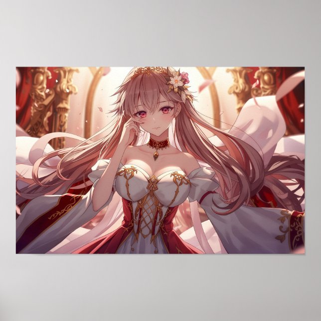 Poster Royal Fantasy Anime Princess in Elegant Red (Frente)
