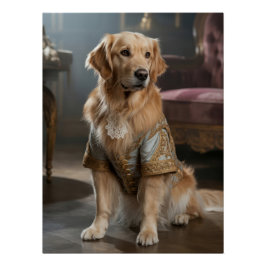 Pôster Royal Golden Retriever | Aristocratic Dog Portrait