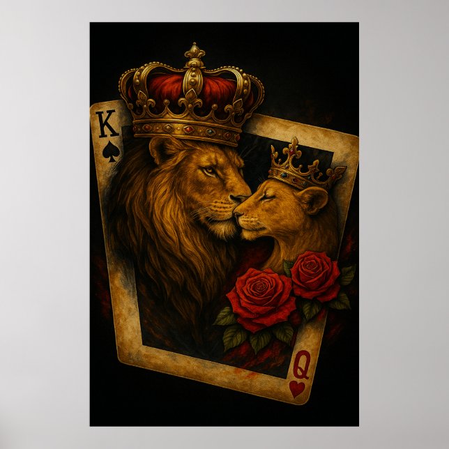 Poster Royal Lions — Majestic King & Queen Artwork (Frente)