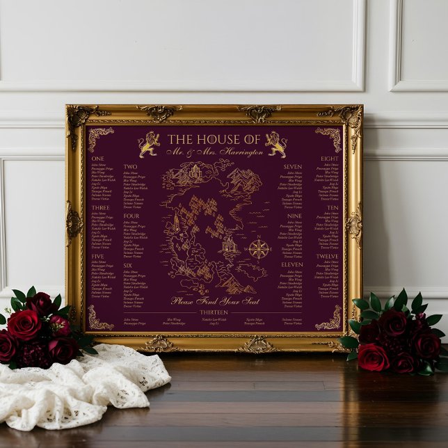 Poster Royal Muse Medieval Fantasy Wedding Map 13 Seating (Royal Muse Medieval Fantasy Wedding Map 13 Seating Poster)
