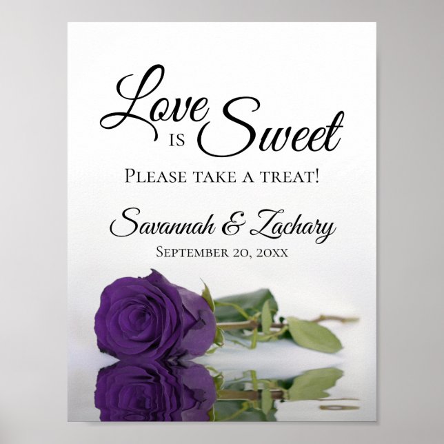 Poster Royal Purple Rosa Love is Sweet Wedat Treat (Frente)