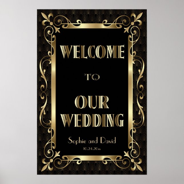 Pôster Royal Roaring 20s Dourado Art Deco Sinal de Boas-v (Frente)
