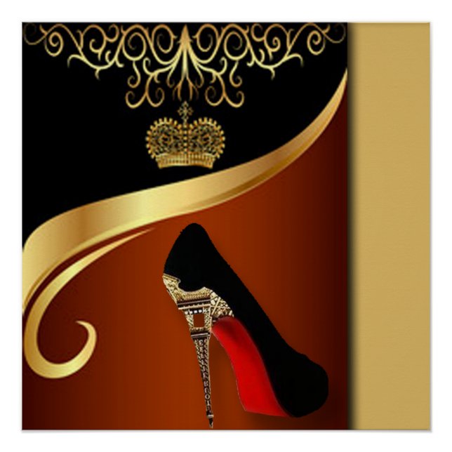 Pôster Royality Paris High Heel & Dourado Crown (Frente)