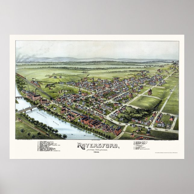 Poster Royersford, PA Panorâmica - 1893 (Frente)