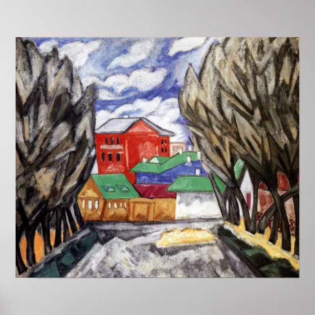 Poster Rozanova - Casa Vermelha 1910 (Frente)