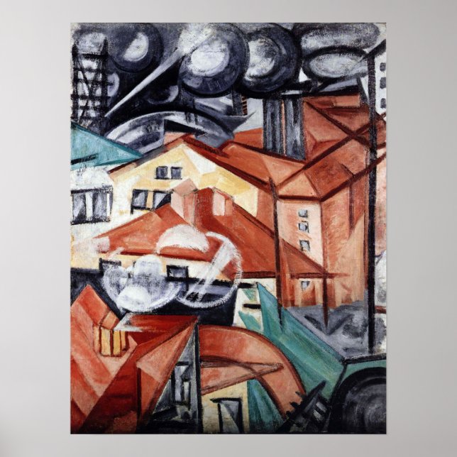 Poster Rozanova - paisagem urbana 1912 (Frente)