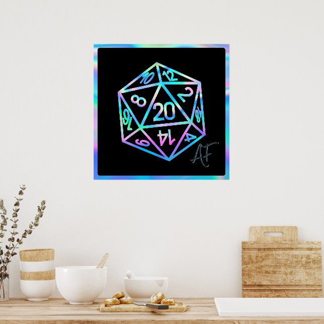 Poster RPG Crit AF | Holo Fantasy Tabletop PnP Gamer Dice (Cozinha)