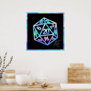 Poster RPG Crit AF   Holo Retro Tabletop Roleplayer Dice