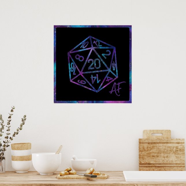Poster RPG Crit AF | Nebula Fantasy Tabletop Gamer Dice (Cozinha)