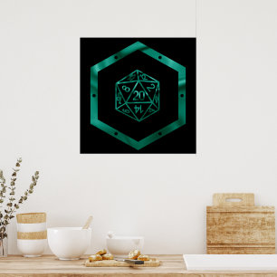Poster RPG Dice   Emerald Fantasy Tabletop Retro Gamer