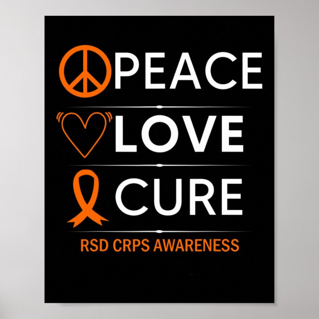 Poster RSD CRPS Consciência Paz Amor Cura Combate Laranja (Frente)
