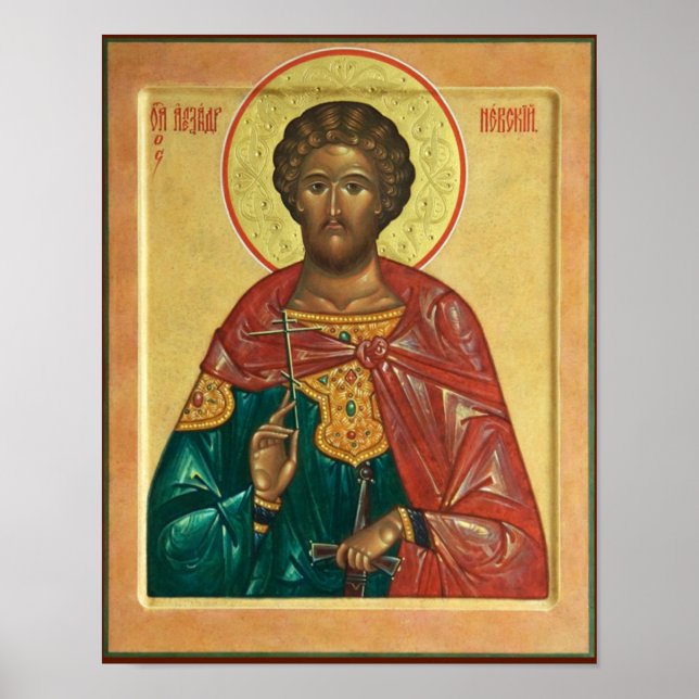 Poster Rua: Alexander Nevsky Orthodox Christian Icon Impr (Frente)