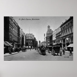 Poster Rua. Ann's Square, Manchester, c.1910