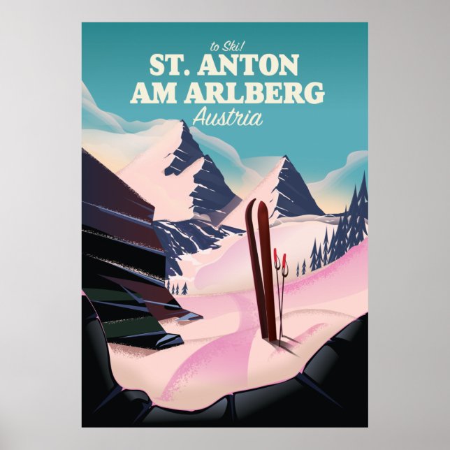 Poster Rua Anton am Arlberg ski Áustria (Frente)