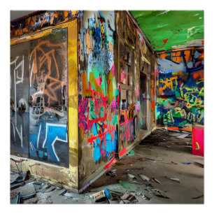 Pôster Rua Arte Abandonada Edifício Personalizado