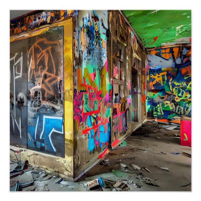 Pôster Rua Arte Abandonada Edifício Personalizado (Frente)