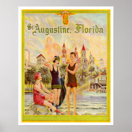 Poster Rua. Augustine Florida, ilustração da 1920 de colh