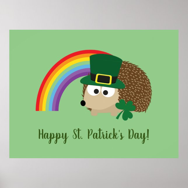 Poster Rua Bonita Hedgehog Leprechaun. Dia de Patrick (Frente)