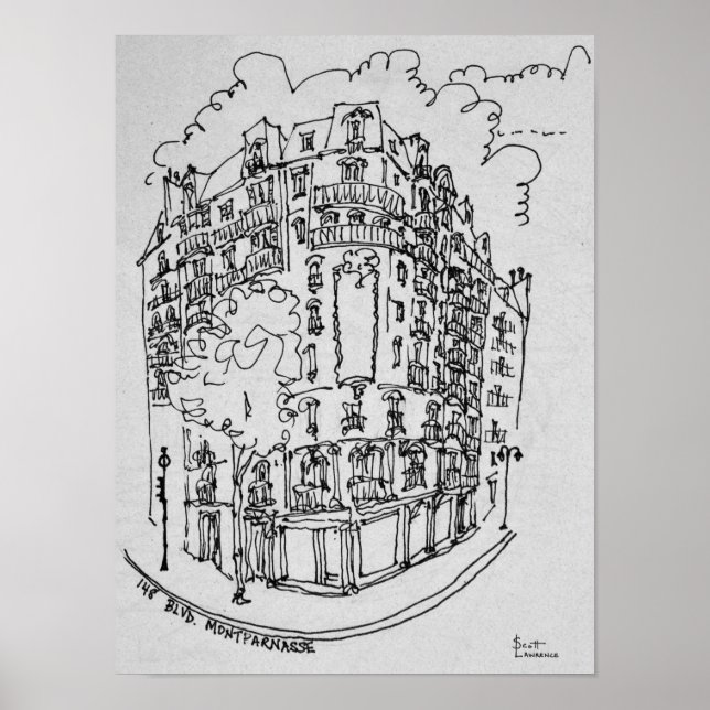 Pôster Rua Boulevard Montparnasse | Paris, França (Frente)