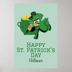 Poster Rua. Chapéu verde irlandês do Dia de Patrick, sort