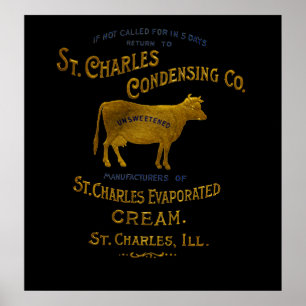 Poster Rua Charles Illinois DAIRY COW MILK CREAM 1899