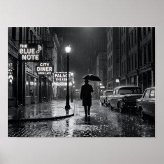 Poster Rua Chuvosa de Filme Noir