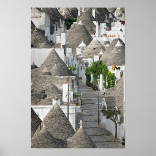 Poster Rua com as casas do trulli em Alberobello, Puglia
