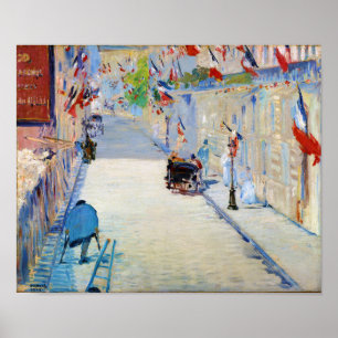 Poster Rua com Bandeiras Francesas, Manet