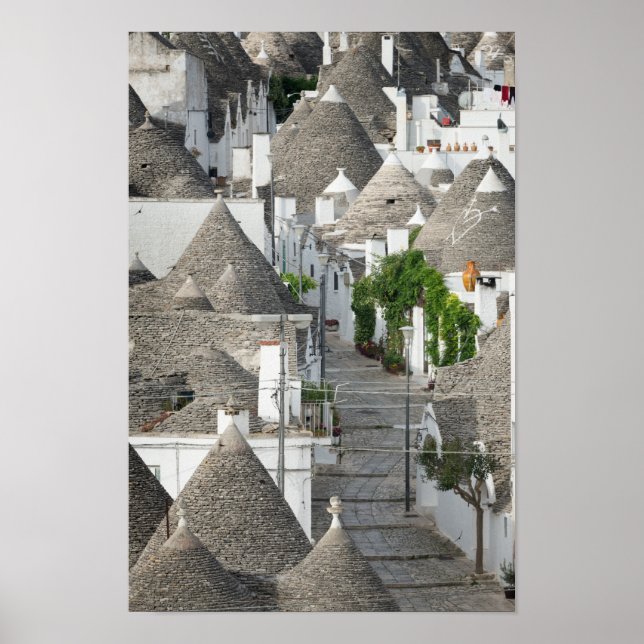 Poster Rua com casas trulli em Alberobello, Apúlia (Frente)