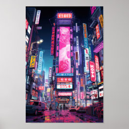 Poster Rua Cyberpunk Tokyo Neon
