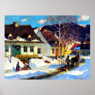 Poster Rua da aldeia do Quebec - Clarence Gagnon trabalho