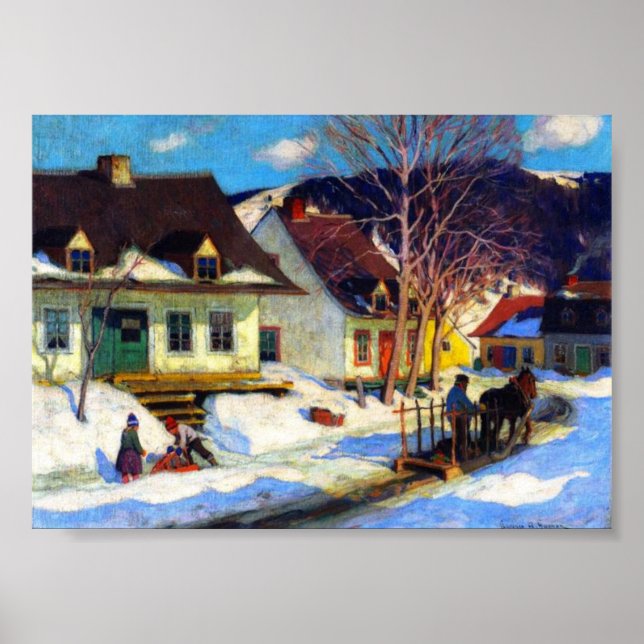 Poster Rua da aldeia do Quebec, Winter, Clarence Gagnon (Frente)
