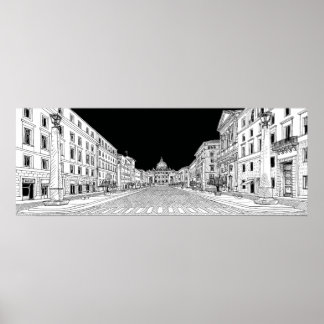 Poster Rua da Cidade Vaticano de Roma. Peter Basilica Via