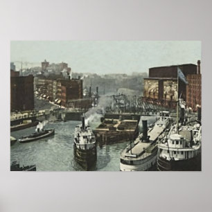 Pôster Rua da precipitação de Chicago, Illinois no