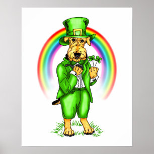 Poster Rua de Airedale Terrier no dia de Patrick Leprecha