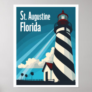 Poster Rua de Augustine Florida Lighthouse Viagens vintag