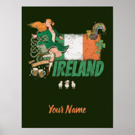 Poster Rua de bandeiras da Irlanda.