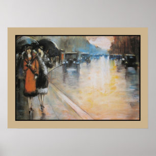 Poster Rua de Berlim do Aquarelle na chuva