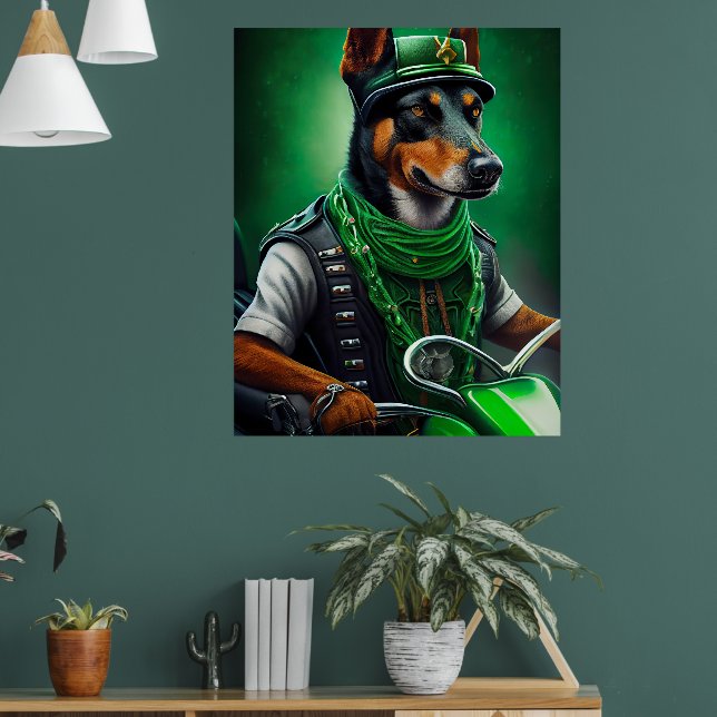 Poster Rua de bicicleta australiana Kelpie no dia de Patr (Sala de Estar 1)