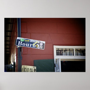 Pôster Rua de Bourbon, sinal de rua, Nova Orleães