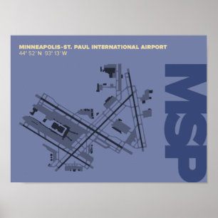 Poster Rua de Minneapolis. Diagrama do Aeroporto de Paul