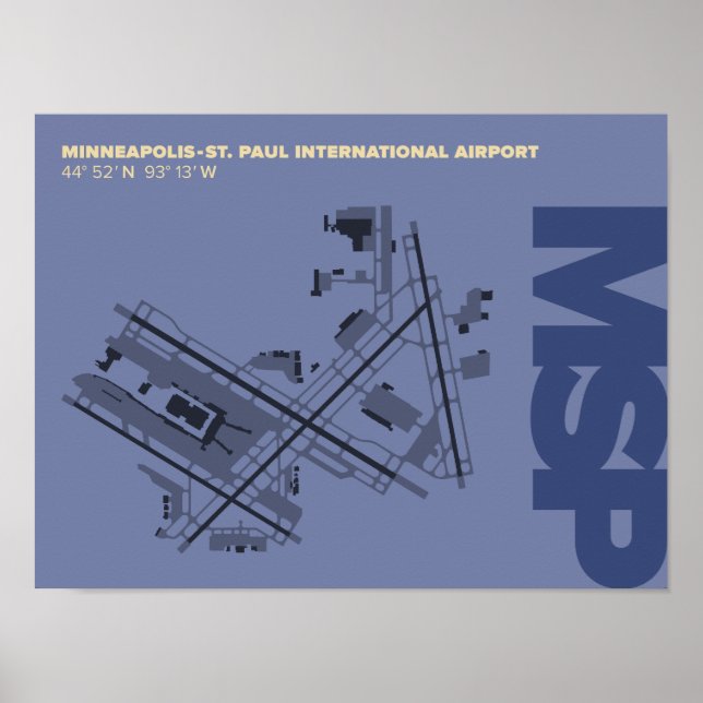 Poster Rua de Minneapolis. Diagrama do Aeroporto de Paul  (Frente)