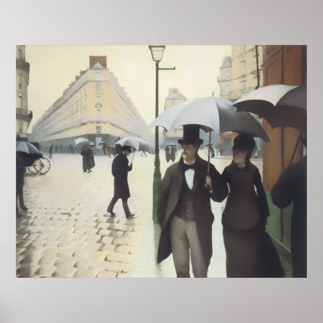 Poster Rua de Paris, Dia Chuvoso de Caillebotte (Frente)