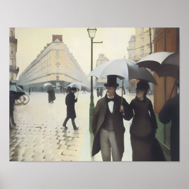 Poster Rua de Paris, Dia Chuvoso de Caillebotte (Frente)
