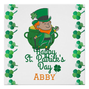 Pôster Rua de Shamrock verde irlandês. Dia de Patrick