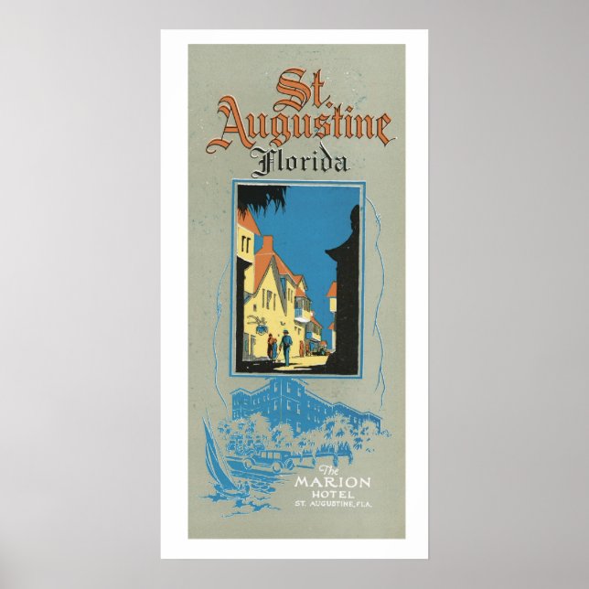 Pôster Rua De Vintage. Augustine Florida Viagem Ad Art Po (Frente)
